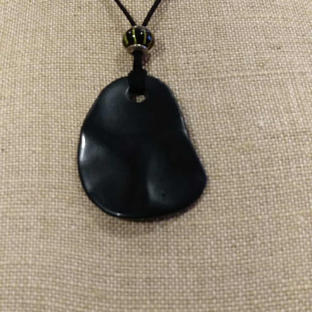 4 for $50 Fashion Jewelry Statement Necklace Large Black Stone Leather Strap - Picture 2 of 6